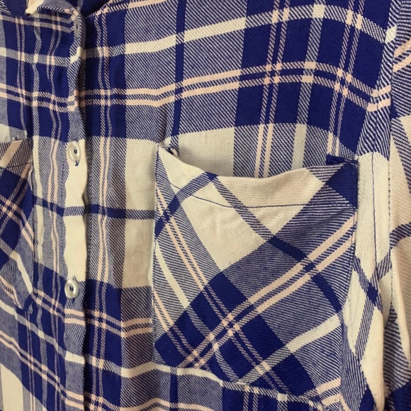 Blue, White & Baby Pink Flannel Button Up Shirt - Picture 8 of 12